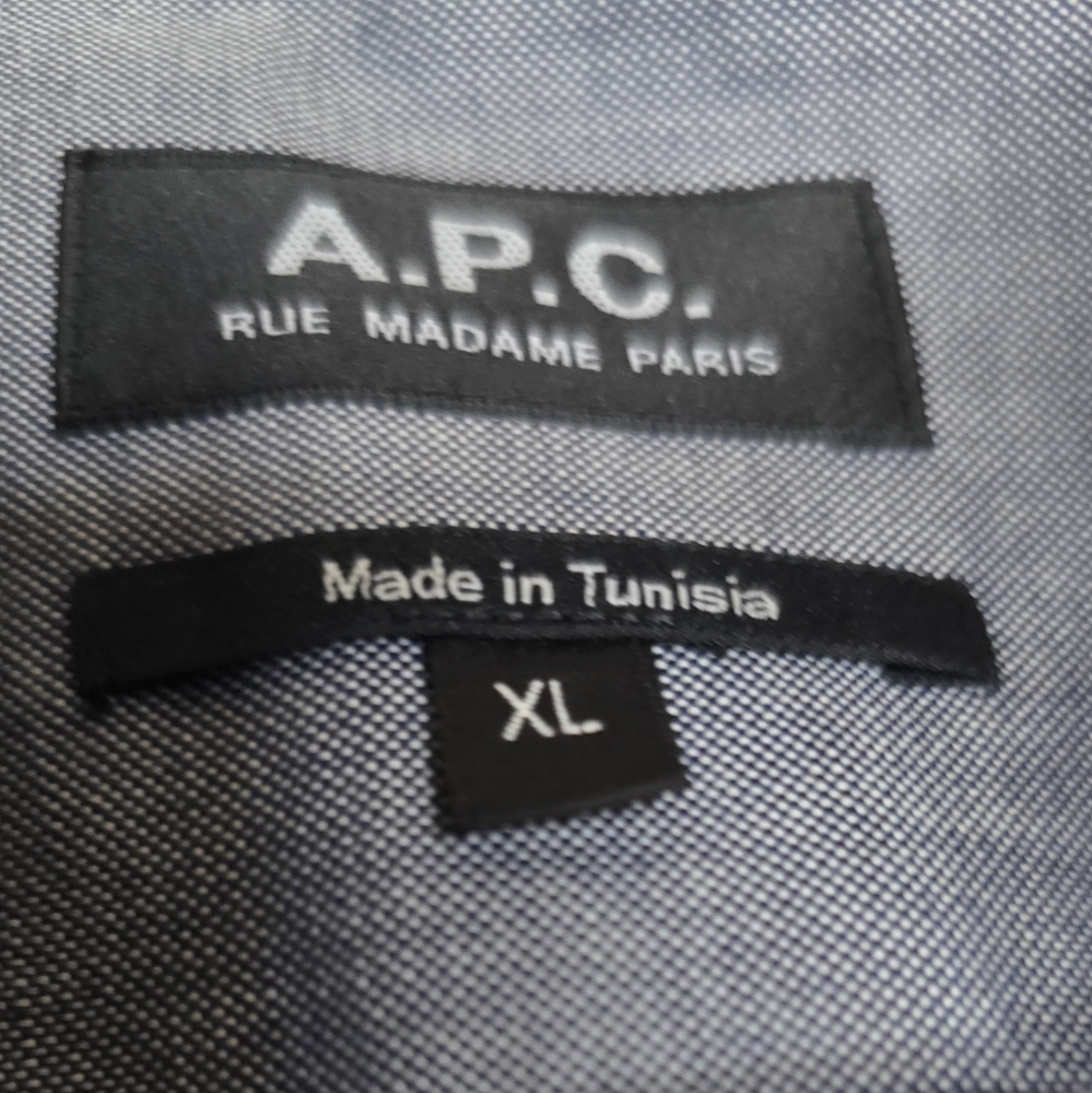 A.P.C. Dress Shirt Buttun Up Collar Blue Oxford Cut Long-sleeved Buttons On Cuff - Picture 2 of 11